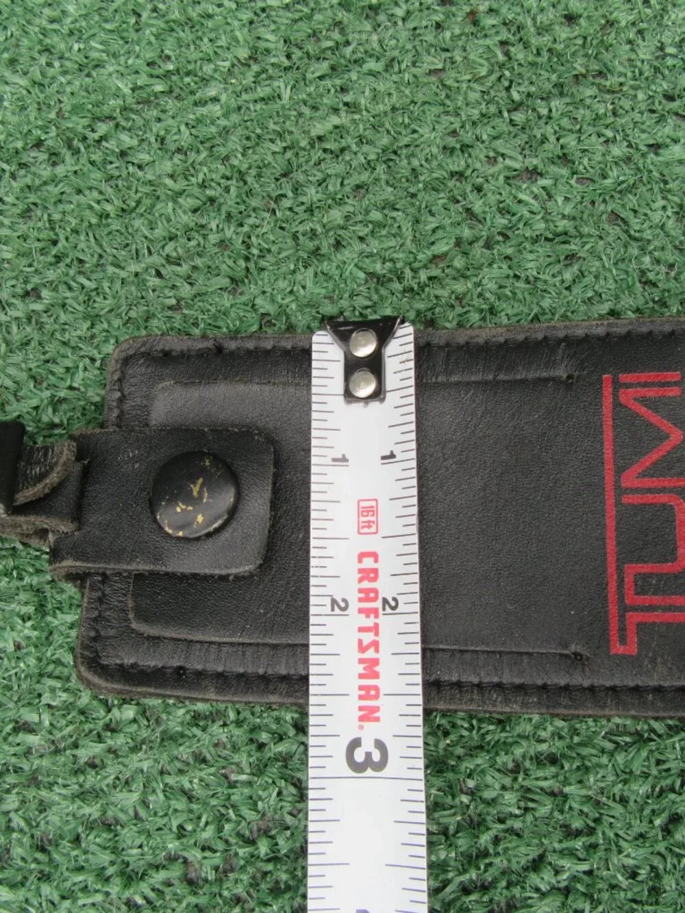 Tumi Black Red Logo Leather Luggage Tag w/ Strap